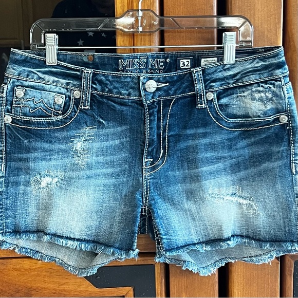 Miss Me Denim Brand Pants - MISS ME DENIM BRAND: Distressed Signature Shorts